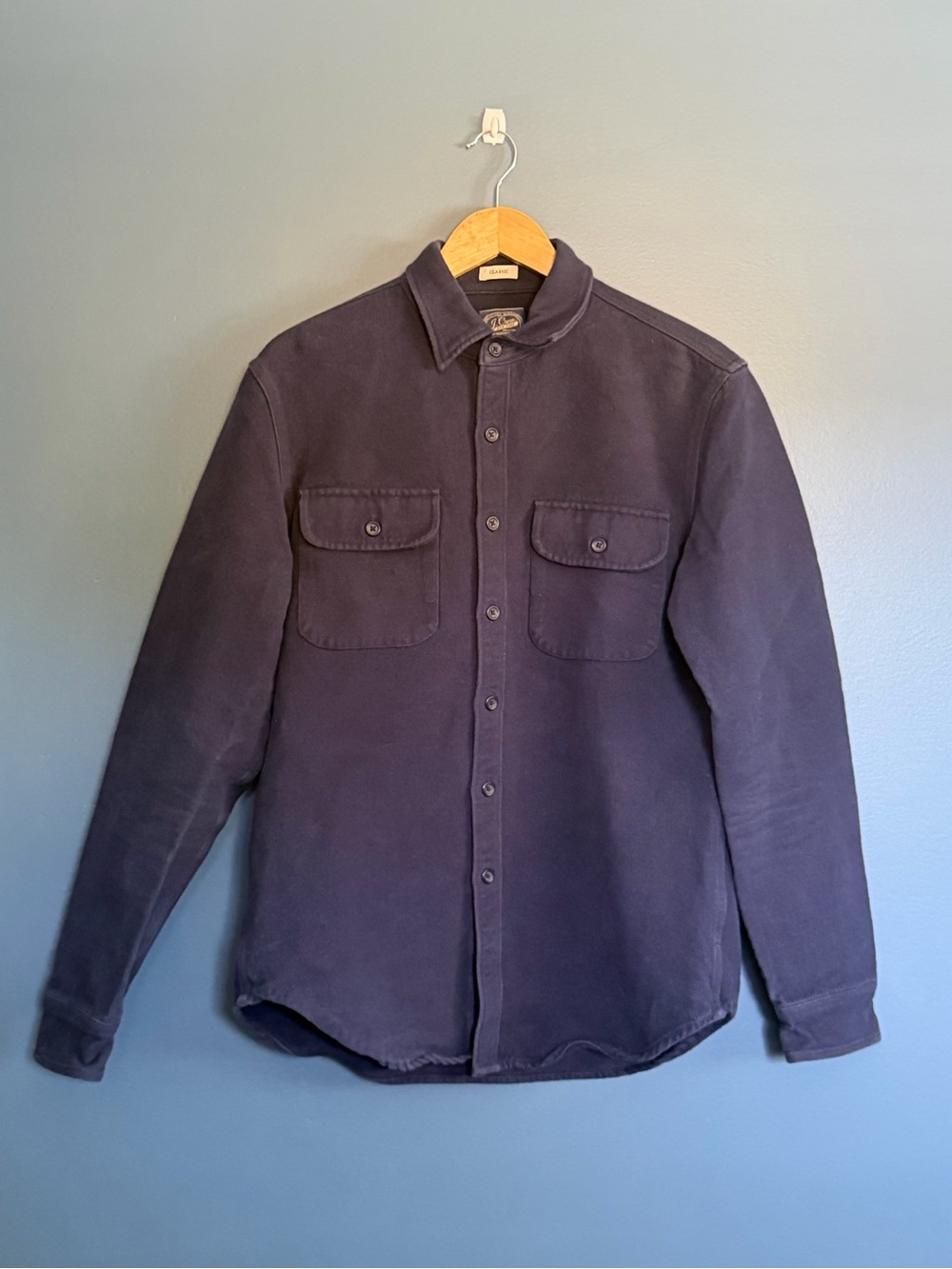 J Crew Chamois Heavy Duty Sportsman Outfitter Jacket Chest Pockets Medium Blue
